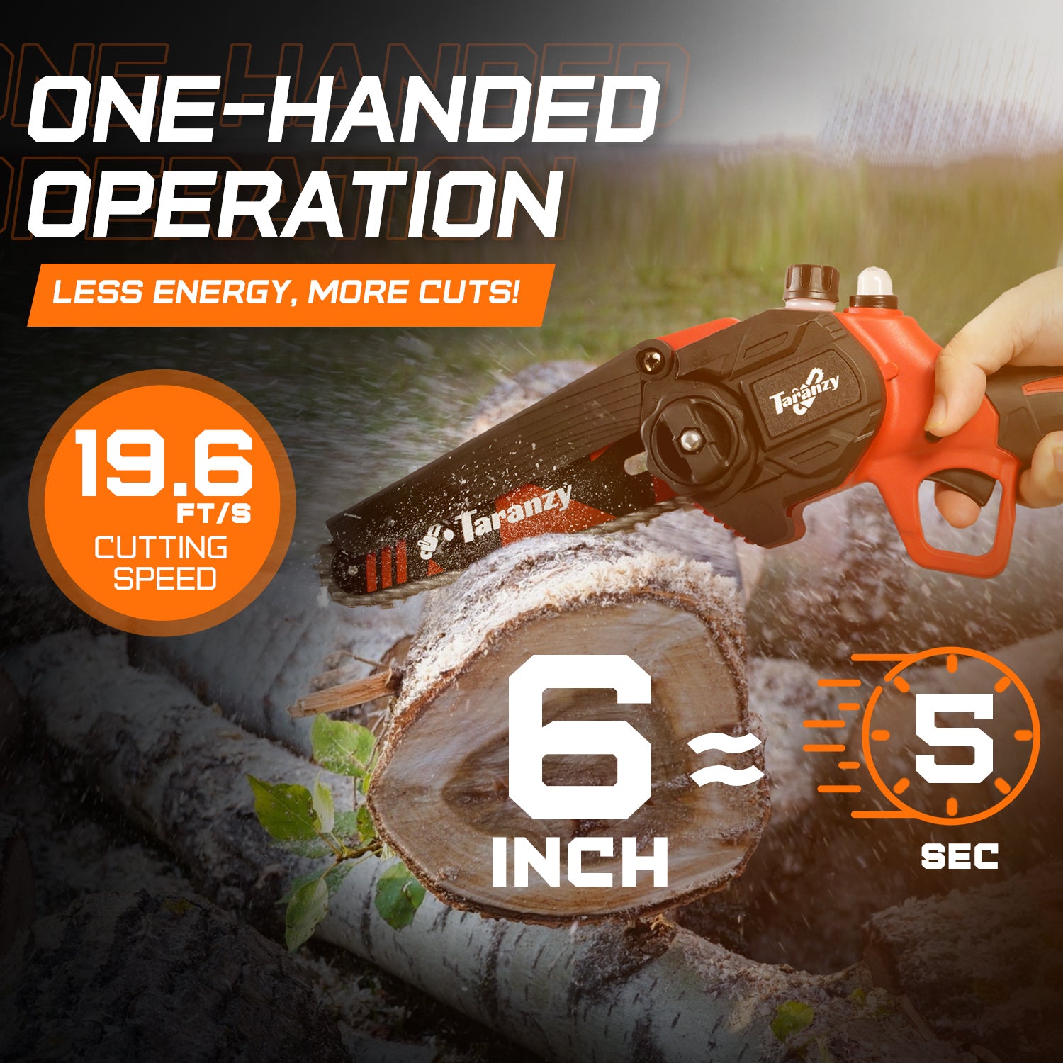 Mini Chainsaw 6 inch, 2024 Taranzy Rechargeable Super Mini Cordless Chainsaw, Cordless Battery Chainsaw, Handheld Electric Saw
