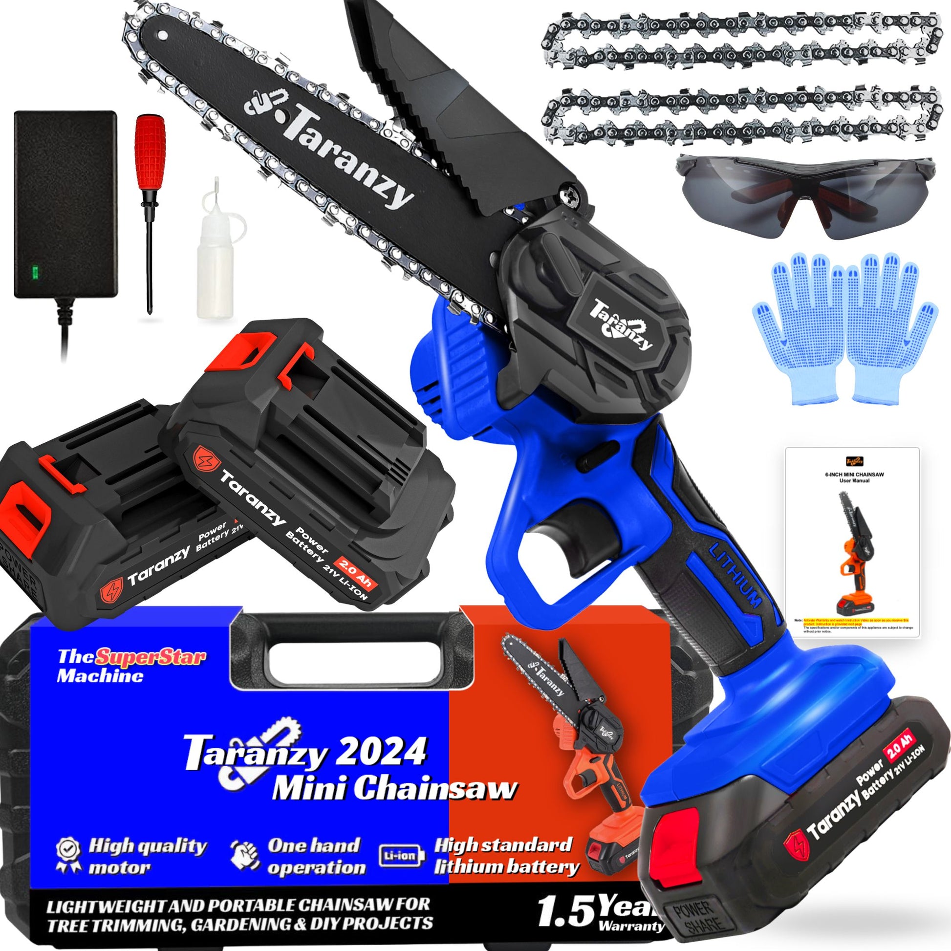 Mini Chainsaw 6 Inch Cordless, Handheld Chainsaw Battery Powered, Electric  Chain Saw with 2 Batteries & Charger, Small Rechargeable Chain Saws Battery